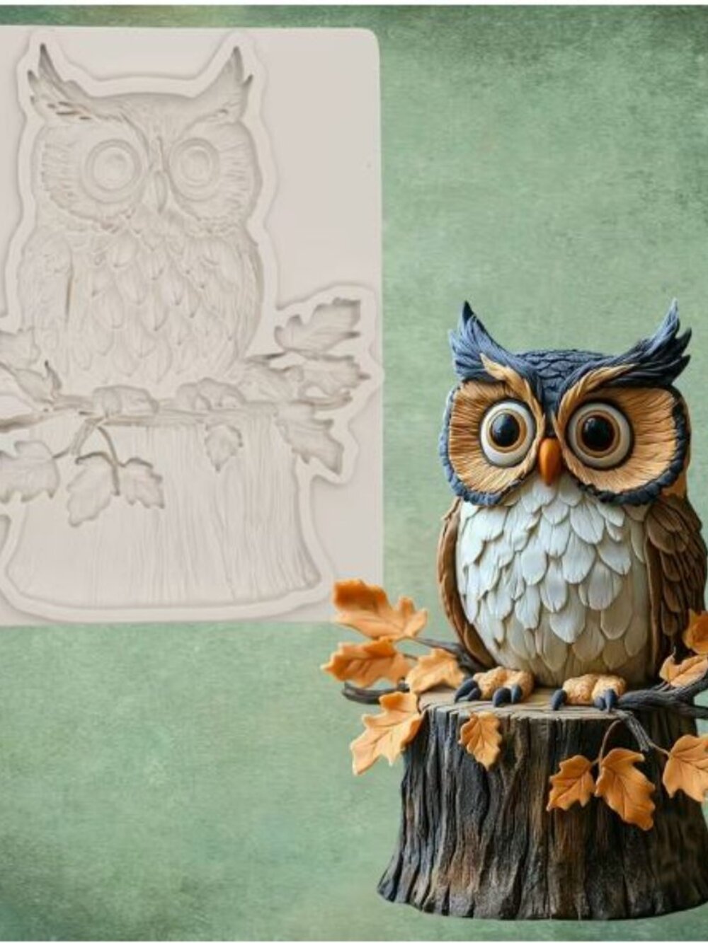 Owl on Branch Silicone Mold Fall Halloween 3"H x 2.25"W Candy Chocolate Resin